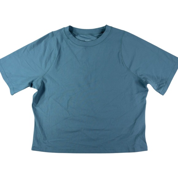 Nike Tops - Nike Dri Fit Zenvy Top Womens Extra Large Blue Swoosh Logo Ribbed Cropped Fitted